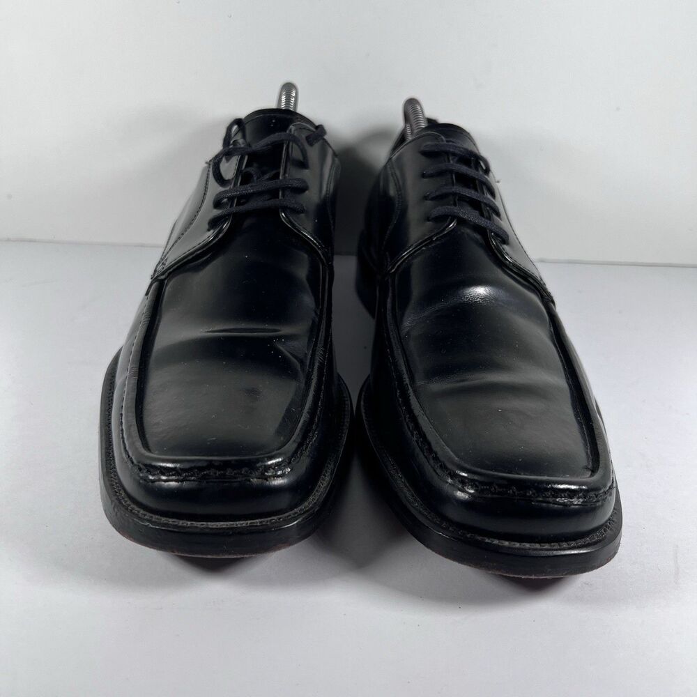 Kenneth Cole Reaction Black Leather Square Toe Moc Toe Derby Shoes Men's Size 10 - Picture 2 of 8